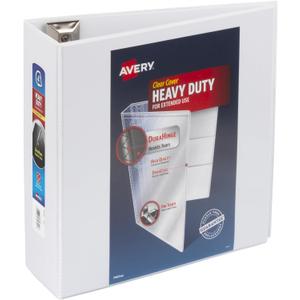 Avery Heavy Duty View 3 Ring Binder, 4" One Touch Slant Ring, Holds 8.5" x 11" Paper, 4 White Binders (79704)