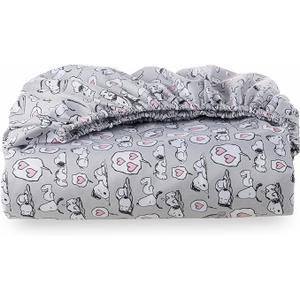 Berkshire Blanket Peanuts® Fitted Sheet (Only), Cute Character Snoopy Microfiber Sheet with Deep Pocket, Soft and Breathable, Snoopy Sleeps Hearts Sheet Scale High Rise SMALL