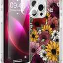 Magnetic for iPhone 16 Pro Max Case [Compatible with MagSafe][with Screen + Camera Protector] Floral Flower Sunflower Pattern Design, Slim Shockproof Phone Cover for Women Girls