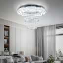 22.5" Crystal Chandeliers Living Room Modern Chandelier Crystal Ceiling Light LED 2 Rings Pendant Light Flush Mount Chandelier for Bedroom Dining Room Entryway (Cool White), Large