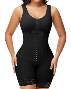 SHAPSHE Fajas Colombianas Moldeadoras BBL Post Surgery with 3 Rows Hook-and-eye Bust & Zipper Crotch for Women Tummy Control Shapewear Black 2XL