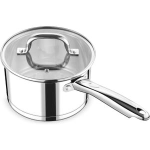P&P CHEF 3 Quart Saucepan with Lid Set, Stainless Steel Small Cooking Pot Induction Sauce Pan for Pasta Soup, Ergonomic Handle & Tri-ply Base, Dishwasher Safe, 1 Pan