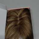 HOOJIH Hair Topper for Women with Thinning Hair 4x2.5inch Base Real Human Hair Topper with Bangs Handmade Invisiable Lace Front Topper - Medium Brown with Blonde Highlights