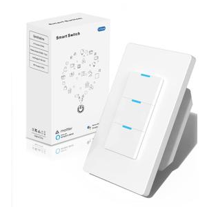 Tuya Matter Smart Switch Triple 3-Gang - Tuya WiFi & Bluetooth - Compatible Apple Home/Siri, Alexa, Google Home - Needs Neutral - 10A