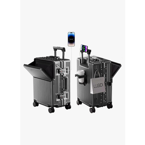 Zipperless Luggage, 22x14x9 Aviation Certified, Polycarbonate Aluminum Hardshell, Expandable Carry-On Luggage with Spinner Wheels, Hardshell Luggage, 20 Inch Cabin, Dark Gray