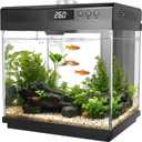 AQQA 3.7 Gallon Aquarium Starter Kit Small Glass Fish Tank with Filter and Light (10 Colors Adjustable) Desktop Self-Cleaning Betta Fish Tank Kit Office & Home Decor Idea (Black)
