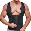 Men Compression Shirt for Body Slimming Tank Top Shaper Tight Undershirt Tummy Control Girdle (Large, Black)
