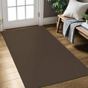 KOZYFLY Rugs for Entryway 3x5 ft Washable Area Rug Non Slip Rubber Backed Entry Rug Woven Indoor Door Mat Cotton Kitchen Rugs Floor Carpet for Entryway, Foyer, Backdoor, Brown/Dark Brown