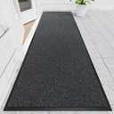 Front Door Mat, 3' x 10' Heavy Duty Indoor Outdoor Doomat, Commercial Industry Rugs with Rubber Backing, Non-Slip Low Profile Welcome Entry Mat for Patio, Home, Grey (Gray-stripe)