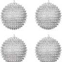 Spiked Glitter Christmas Ornaments, 4PCS 3.54" Handcrafted Cone Stud Ball Decorations in Punk Rock Gothic & Modern Glam Style, Shatterproof Christmas Tree and Holiday Decor for Home Party or Gift
