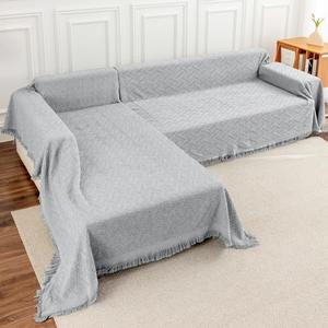 Deep Dream Sectional Couch Covers, 2 Pieces Sectional Sofa Cover, L Shaped Couch Covers, Couch Cover for Sectional Sofa (XX-Large, 71" x 118" + 91" x 134", Light Grey)