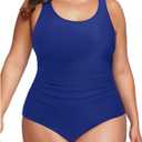 Daci Women Plus Size One Piece Swimsuit Athletic Tummy Control Ruched Bathing Suit with U-Back, XL