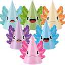 Justforjoyful 24 Pcs Axolotl Party Hats Colorful Axolotl Birthday Supplies for DlY Reptile Animals Headbands Cute Animals Paper Party Crowns for Kids Boys Girls Baby Shower Birthday Decoration Favors