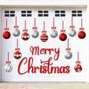 32PCS Christmas Garage Door Decorations Magnets - Merry Xmas Ball Holiday Refrigerator Fridge Kitchen Decor(Red, Silver)