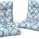 LVTXIII Outdoor Low Back Chair Cushions, Seasonal Replacement Adirondack Chair Cushion with Ties, Patio Waterproof Seat Cushions for Home Garden Use, 21 W x 21 D, Set of 2, Boho Geometry Blue