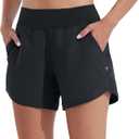 Willit Women's 5" Swim Board Shorts Quick Dry Beach Swimming Shorts UPF 50+ High Waisted Liner Pockets (16, Black)