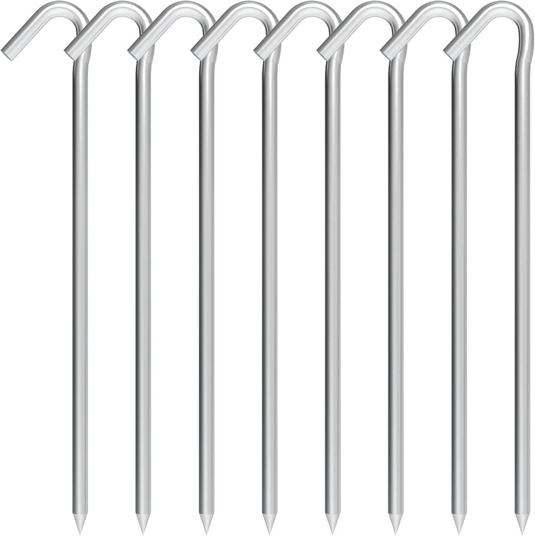 Tent Stakes 9 Inch, Tent Stakes Metal, Heavy Duty Tarp Camping Stakes, Metal Stakes for Inflatables Outdoor Decorations, 8 Pack Tent Stakes 9 Inch, Tent Stakes Metal, Heavy Duty Tarp Camping Stakes, Metal Stakes for Inflatables Outdoor Decorations, 8 Pack