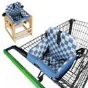 Shopping Cart Seat Cover for Baby, High Chair & Grocery Seat Protector, Padded Chair Covers for Restaurant Seats, Unisex Machine Washable Grocery Cart Liner & Swing Insert Blue Checkered