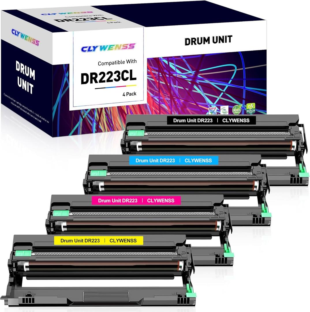 DR223CL Drum Unit Set 3-Pack Replacement for Brother DR223CL DR223 DR-223CL for MFC-L3710CW L3750CDW L3770CDW HL-L3210CDW L3290CDW L3270CDW Printer (Black/Cyan/Magenta/Yellow, 4-Pack)
