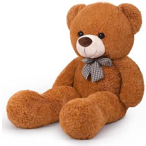 Giant Teddy Bear 43 Inches Stuffed Animal Plush Bear for Girls Boys Cuddly Teddy Bear Gift for Christmas Day Birthday Dark Brown