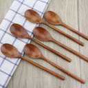 ADLORYEA Wooden Spoons, 6 Pieces 9 Inch Wood Soup Spoons for Eating Mixing Stirring, Wood Spoon with Japanese Style Kitchen Utensil