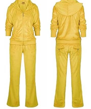 Tracksuit Womens 2 Pieces Joggers Outfits Jogging Sweatsuits Set Soft Sports Sweat Suits Pants, Yellow, Size 3XL