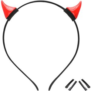 MOSTORY Demon Horns Headband - Devil Horns Hairband for Cosplay Halloween Costume Adult (Red)