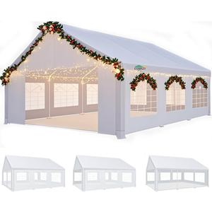 COBIZI 20x20FT Tents for Parties Heavy Duty Canopy, Carpas para Fiestas with 4 Removable Sidewalls with Built-in Sandbag, Waterproof, UV50+, White