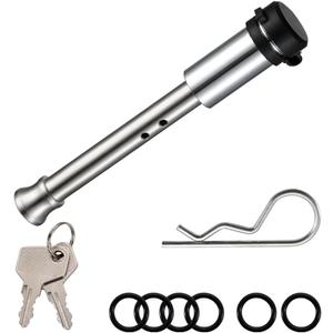 TOPSHINE Trailer Hitch Lock Stainless Steel, 5/8" Dia 4" Long Receiver Pin Lock with Rubber O-Rings and Clip (1 Pack)