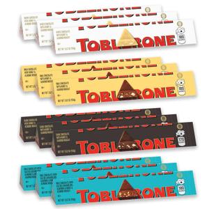 TOBLERONE Assorted Chocolate Bars Variety Pack (Milk, Dark, White, & Salted Caramelized Almonds), Mother's Day, 12 - 3.52 oz Bars (BBD 21 MAR 26)