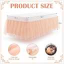 SmoothNovelty Pink Lace Crib Bed Skirts Double Layer Nursery Toddler Dust Ruffle Bedskirts 28''x 52'' Pink Tulle Lace Bedskirt for Boys Girls Nursery Toddler Bedskirt 14'' Drop Bed Skirt