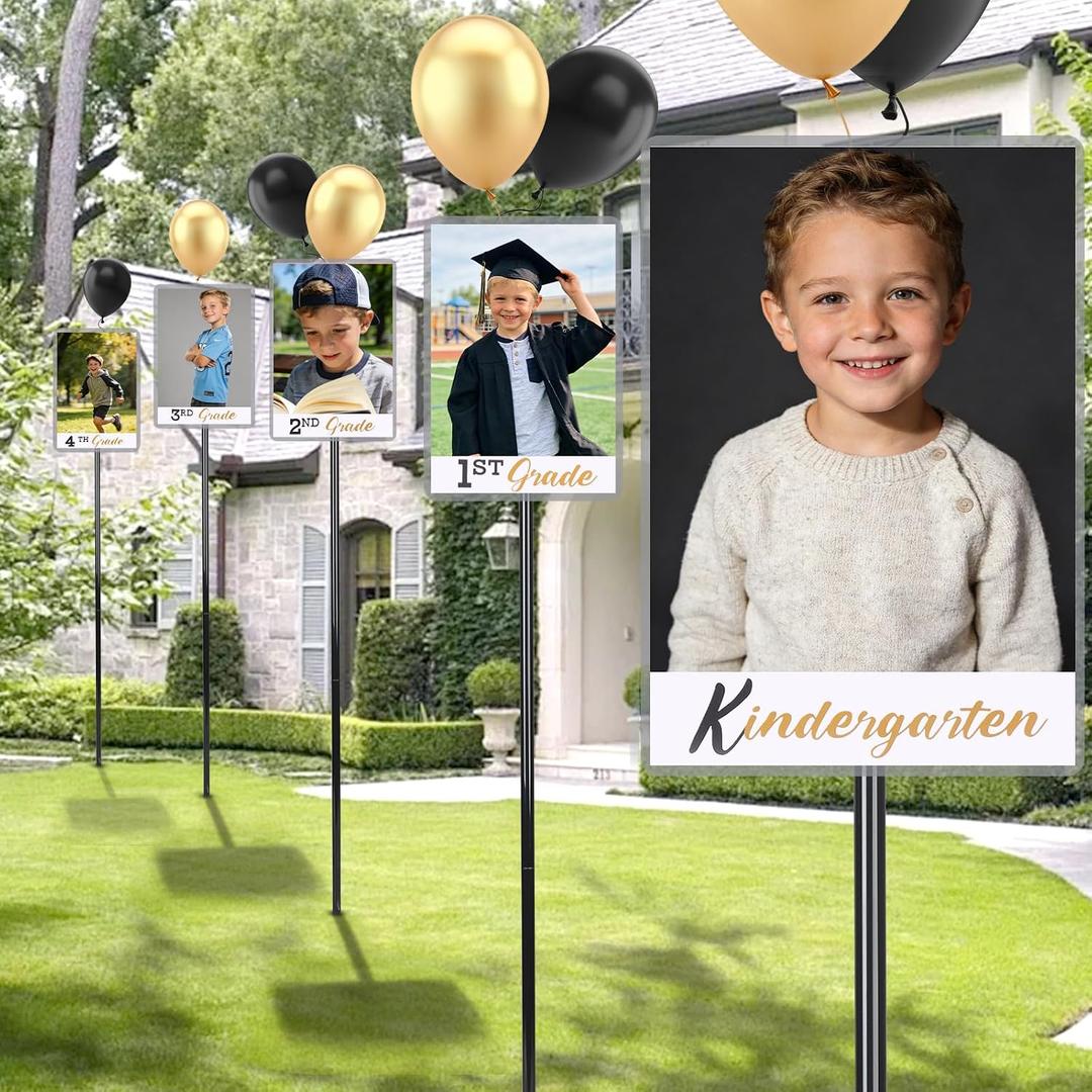 2026 Graduation Decorations K12 Photo Display Yard Signs with Stakes, Senior School Year Picture Timeline Lawn Decorations, Supports Photos up to 810, Class of 2026 Graduation Gifts Party Decor