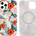 Magnetic Case for iPhone 12 / iPhone 12 Pro 6.1 inch Compatible with MagSafe Charging Soft TPU Bumper Slim Shockproof Protective Cute Cover with Screen Protector(Blooming Pink Floral)