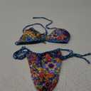 Women's 2 Piece Floral Bikini Boho Halter Triangle Bikini Set Tie Back Swimsuit Bathing Suit Beachwear Swimwear (Multi), Size: XS