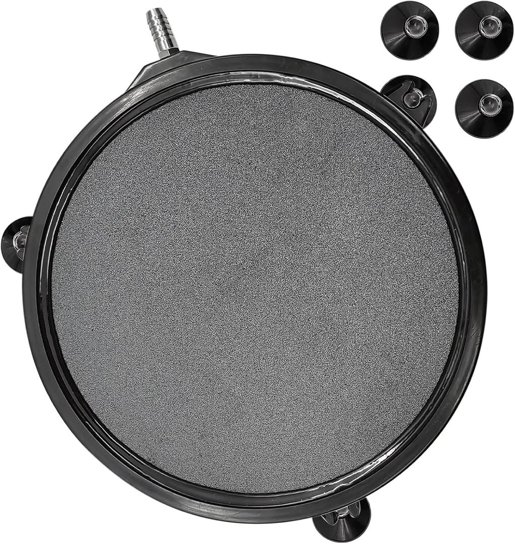 kathson 8 Inch Aquarium Air Stone Hydroponics Fish Tank Air Stone Disc Aerator Bubble Diffuser with Suction Cups Air Pump Round Dissolved Oxygen Airstone Decoration for Pond Dwc Circulation