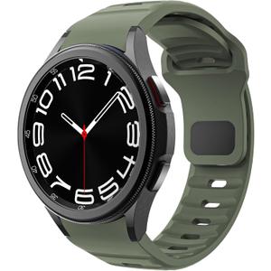 No Gap Bands Compatible with Samsung Galaxy Watch 7 6 5 4 FE Band 40mm 44mm/Galaxy Watch 6 Classic 47mm 43mm/Watch 5 Pro 45mm/4 Classic 46mm 42mm, 20mm Two Tone Silicone Sport Strap Women Men (1 Pack-Rugged-Army Green)