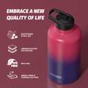 1 Gallon Water Bottle Insulated(Cold for 48 Hrs),BPA Free&Leak Proof,128oz Stainless Steel Water Jug,Large Water Bottle with Straw Spout Lids for Gym,Hiking,Camping&Travel,Red Purple