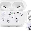 Cases for AirPod Pro 3 with Star Keychain, Cute Charms Star Pattern Design, Clear Soft Protective Cover for Women Girls, 2025 New Released