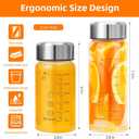 Glass Juice Bottles 4 Pack 12 oz - Wide Mouth Glass Water Bottles with Lids - for Juicing, Smoothies, Milk, Protein, BPA Free, Reusable, Stainless Steel Lids, Leak Proof, Shaker bottle (400 ml)