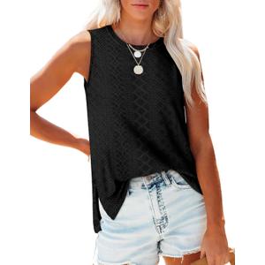 OFEEFAN Women's Tank Tops V Neck Loose Fit Basic Casual Summer Tops Side Split Sleeveless Shirts (X-Large)