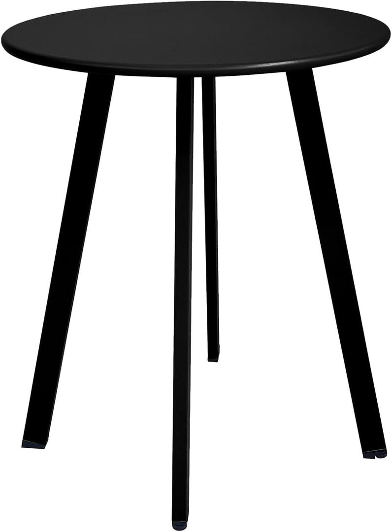 Outdoor Side Table, Weather Resistant Patio Small Side Table Outdoor Indoor Round Metal Steel Small Side Table, Waterproof End Table for Garden Balcony Yard, Black (15.76"x19.7")