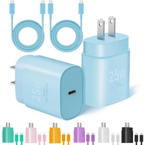 Type C Charger Fast Charging, 2Pack [10FT&6FT] Long USB C Cable with 25W Phone Super Fast Charger Block Compatible with Galaxy S25/S24/Plus/Ultra,iPhone 15/16/17/Air/Plus/Pro Max (Blue)