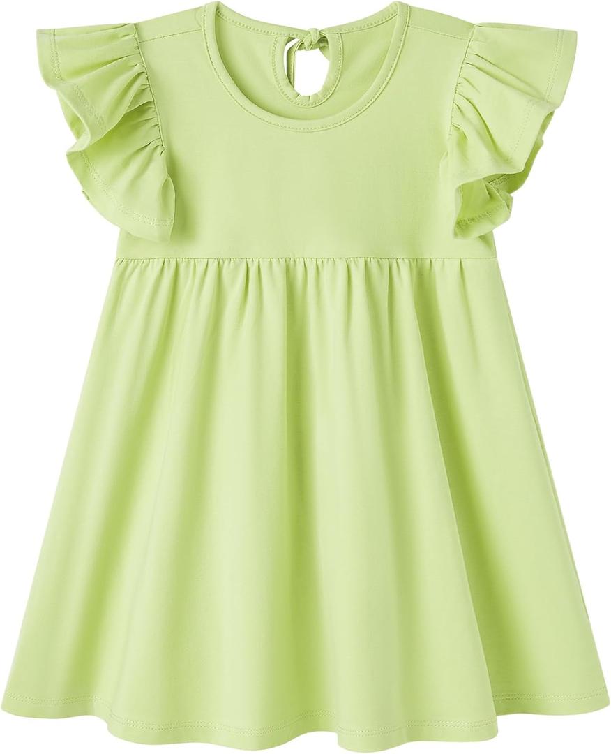 pureborn Toddler Girls Sleeveless Summer Dresses 1-8 Years (Green)