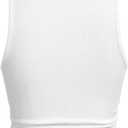 QJQ Women's Basic Sleeveless V Neck Tank Tops Ribbed Knit Fitted Crop Tops Casual Workout Top (M)