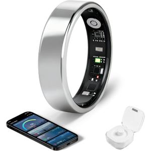 Smart Ring - Free SpO2 Sleep Tracker | No Subscription | IP68 Waterproof Fitness Tracker | 24/7 Activity Monitor | Step Counter & Tracking | Sleep & Workout Accessory Silver 8