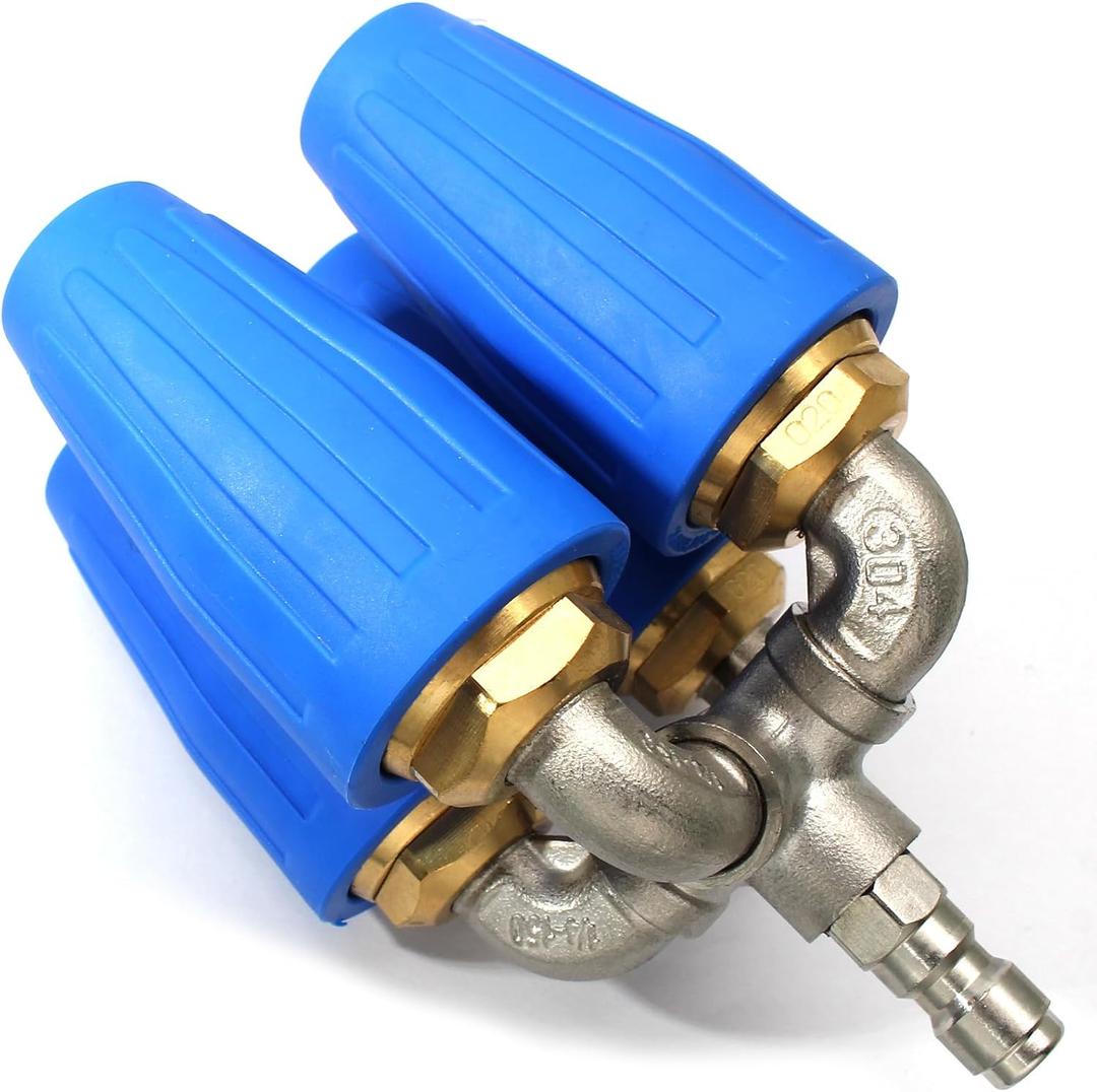 1/4" Triple Quadruple Turbo Nozzle Pressure Washer,360 Rotating Turbo Nozzle Quick Connector 4-in-1 Turbo Nozzle for Power Washer,2.0 Orifice,4000 PSI