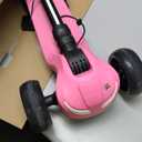 24V Electric Scooter for Kids w/150W Powerful Motor, Thumb Throttle, LCD Screen, Bluetooth, Light-Up Stem Deck & Wheels, 3 Adjustable Heights, 5MPH Safe Speed, 3 Wheel Electric Scooter for Kids (Pink)
