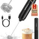 SIMPLETaste Rechargeable Milk Frother Wand Handheld, Dual Coil Whisk Head Drink Mixer, USB-C Electric Whisk with Stainless Steel Whisk for Coffee, Lattes, Cappuccino, Matcha, Hot Chocolate& Creamer