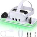 Charging Dock for Meta Quest 3/ 3S, Magnetic Charging Dock, for Quest 3 VR Headset & Controllers, Three Charging Indicators, Charging Stand, with 2 Rechargeable Batteries