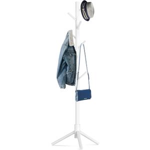 Wooden Tree Coat Rack Stand,Sturdy Freestanding Coat Rack with 8 Hooks,3 Adjustable Height for Child Adult,Wood Coat Stand Tree Fits Entryway Bedroom Office for Bags,Hats (1 PC, White)